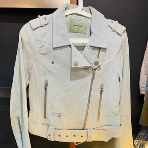 BlankNYC genuine leather jacket in sage sea foam color size XS